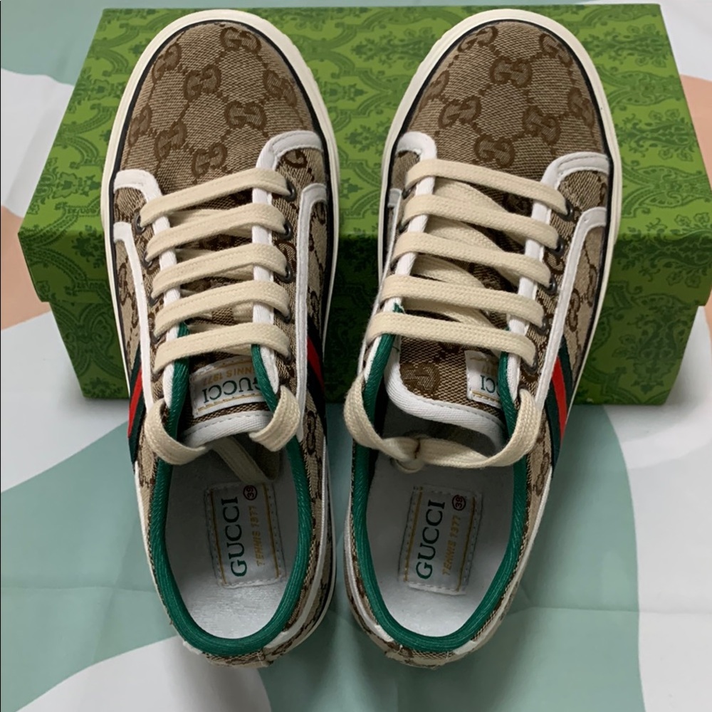 Gucci Brown and Green Athletic Shoes